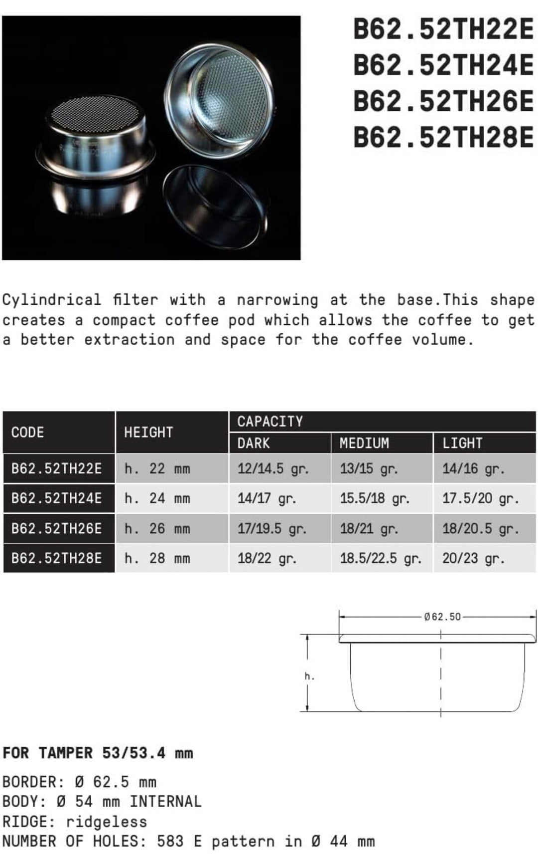 IMS Cestello filtro di precisione da 54 mm - h22E - Coffee Coaching Club