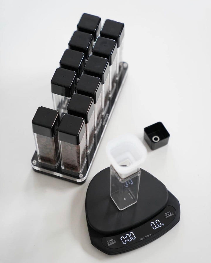 Normcore bean tubes 12-piece set detail view – Coffee Coaching Club 6