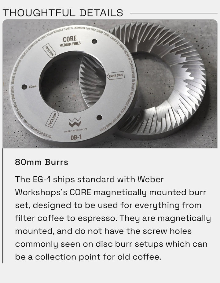 Weber Workshops EG-1 80mm Flat Burr Mühle Schwarz – Coffee Coaching Club 8
