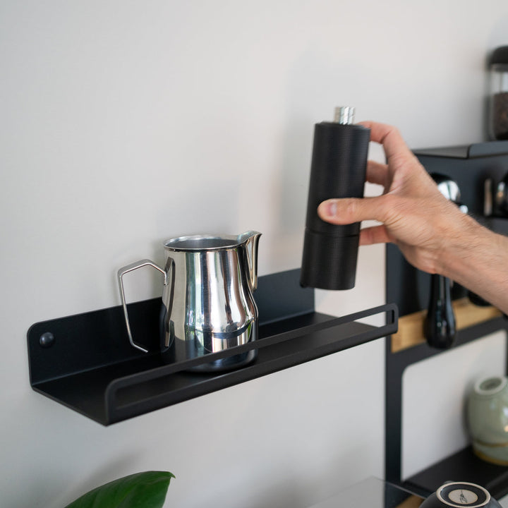 Flate - barista wall shelf for coffee beans and barista accessories - Coffee Coaching Club
