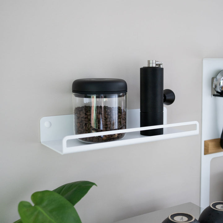 Flate - barista wall shelf for coffee beans and barista accessories - Coffee Coaching Club