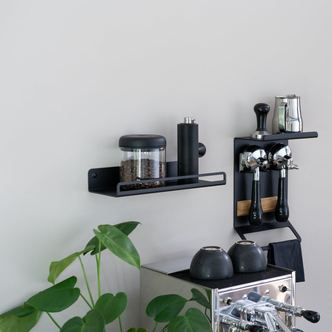 Flate - barista wall shelf for coffee beans and barista accessories - Coffee Coaching Club