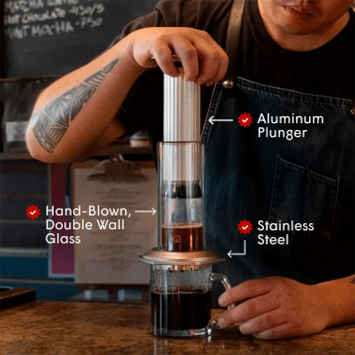 AeroPress Premium Coffee Maker aus Glas und Edelstahl – ein handgefertigtes Meisterwerk - Coffee Coaching Club