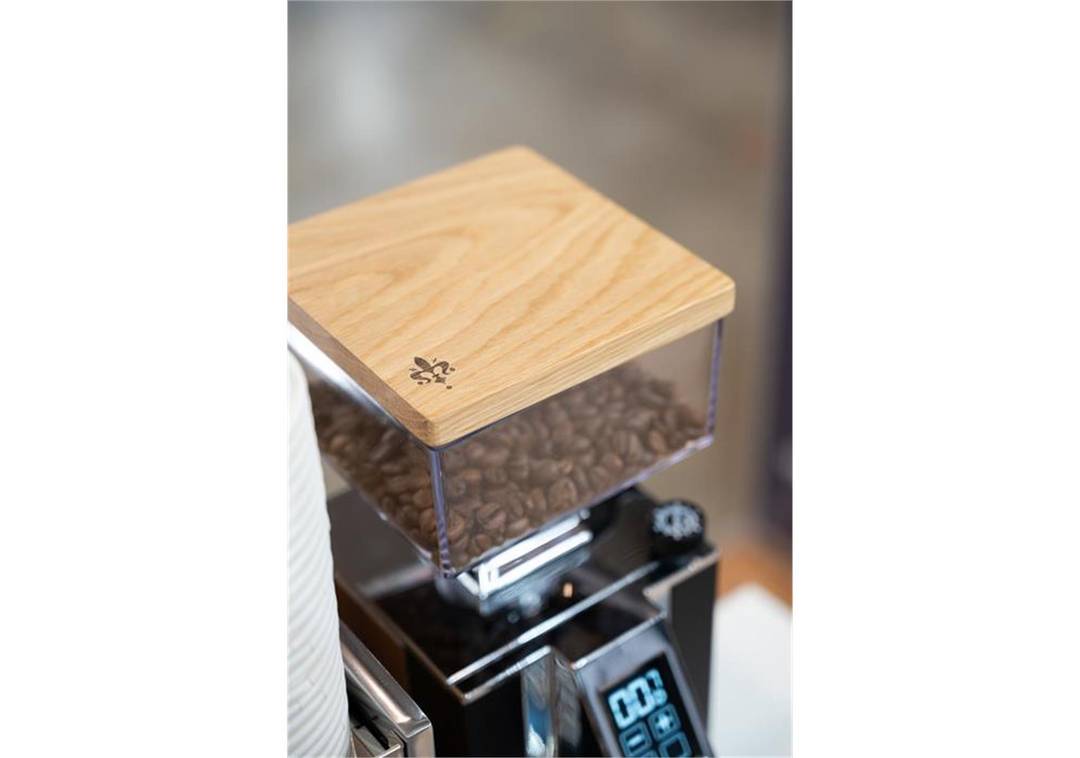 Coperchio in legno per tramoggia chicchi Eureka Mignon Design, Rovere - Coffee Coaching Club