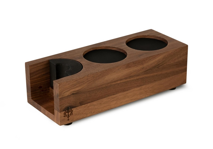 Station de tamping Eureka double – noyer – Coffee Coaching Club