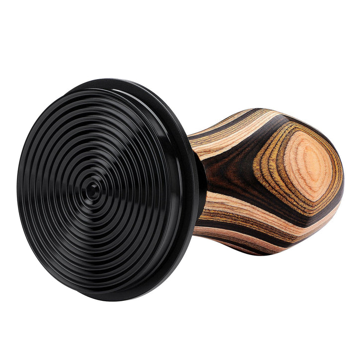 Normcore Tamper – patterned wood detail view - Coffee Coaching Club 6