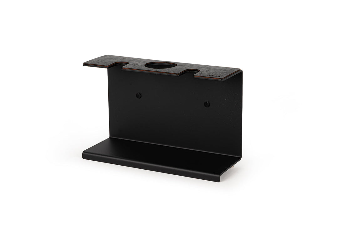 Eurista Station schwarz matt – 3 mm Stahl, Wand- und Standmontage – Coffee Coaching Club