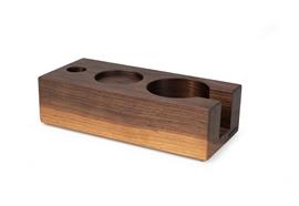 Station de tassage en bois Eurista Trio, noyer – station de tassage bois massif 58 mm – Coffee Coaching Club