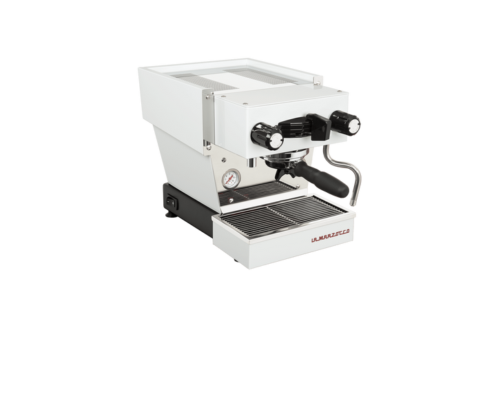 La Marzocco Linea Micra in Weiss – Rückseitlich halbseitlich – Coffee Coaching Club