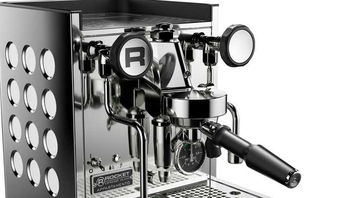 Rocket Appartamento TCA stainless steel white embossed side panel – Coffee Coaching Club 4